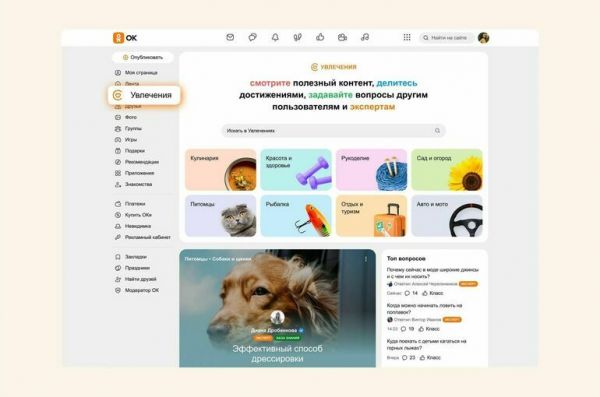 &laquo;Одноклассники&raquo; обновили &laquo;Увлечения&raquo;: общение по интересам, вопросы профессионалам и экспертные материалы